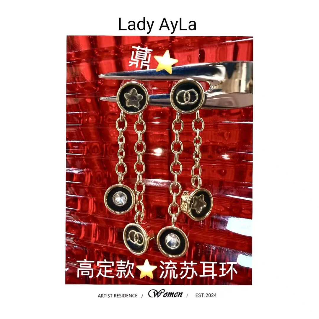 925银合成锆石耳饰 25S C 流苏 耳钉AL265