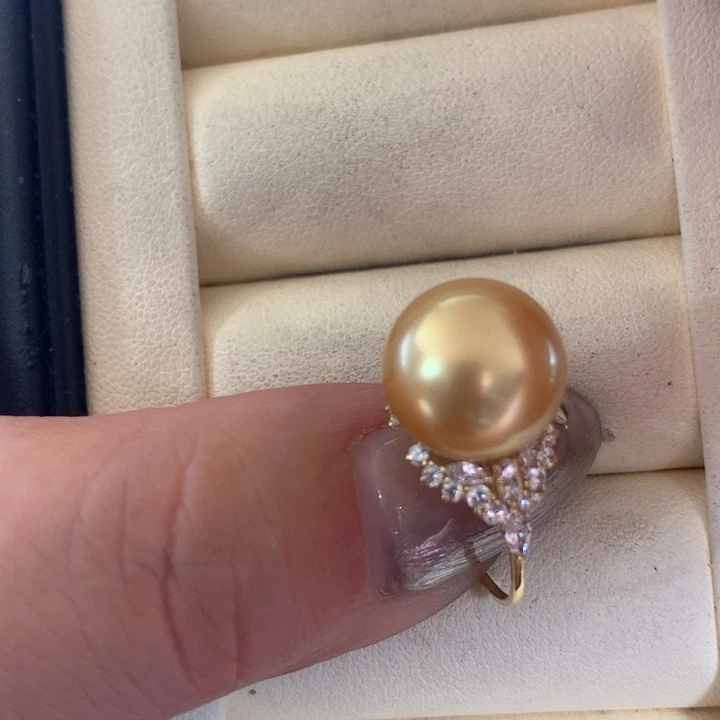18K金镶嵌戒指海水珍珠
