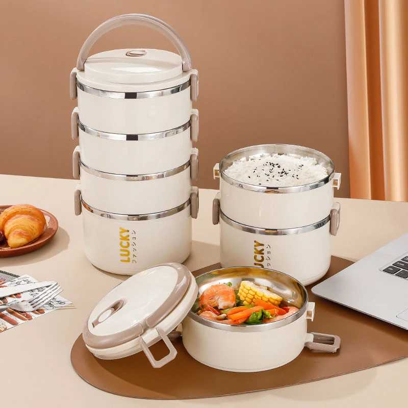 时尚大容量多层不锈钢便当盒双层密封餐盒带盖上班族学生方便携带