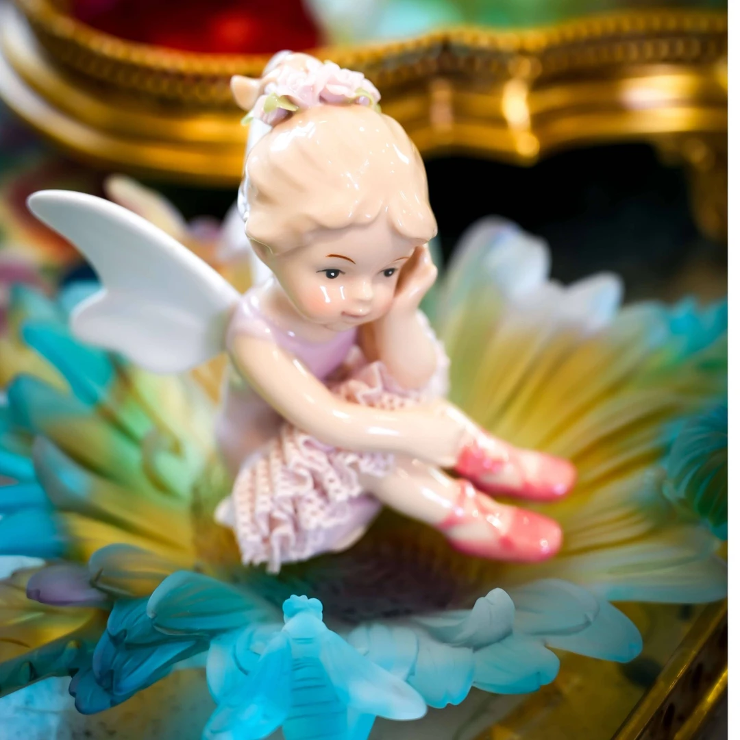 0289 欧式复古高温瓷家居趣味蕾丝裙天使女孩客厅卧室装饰摆件