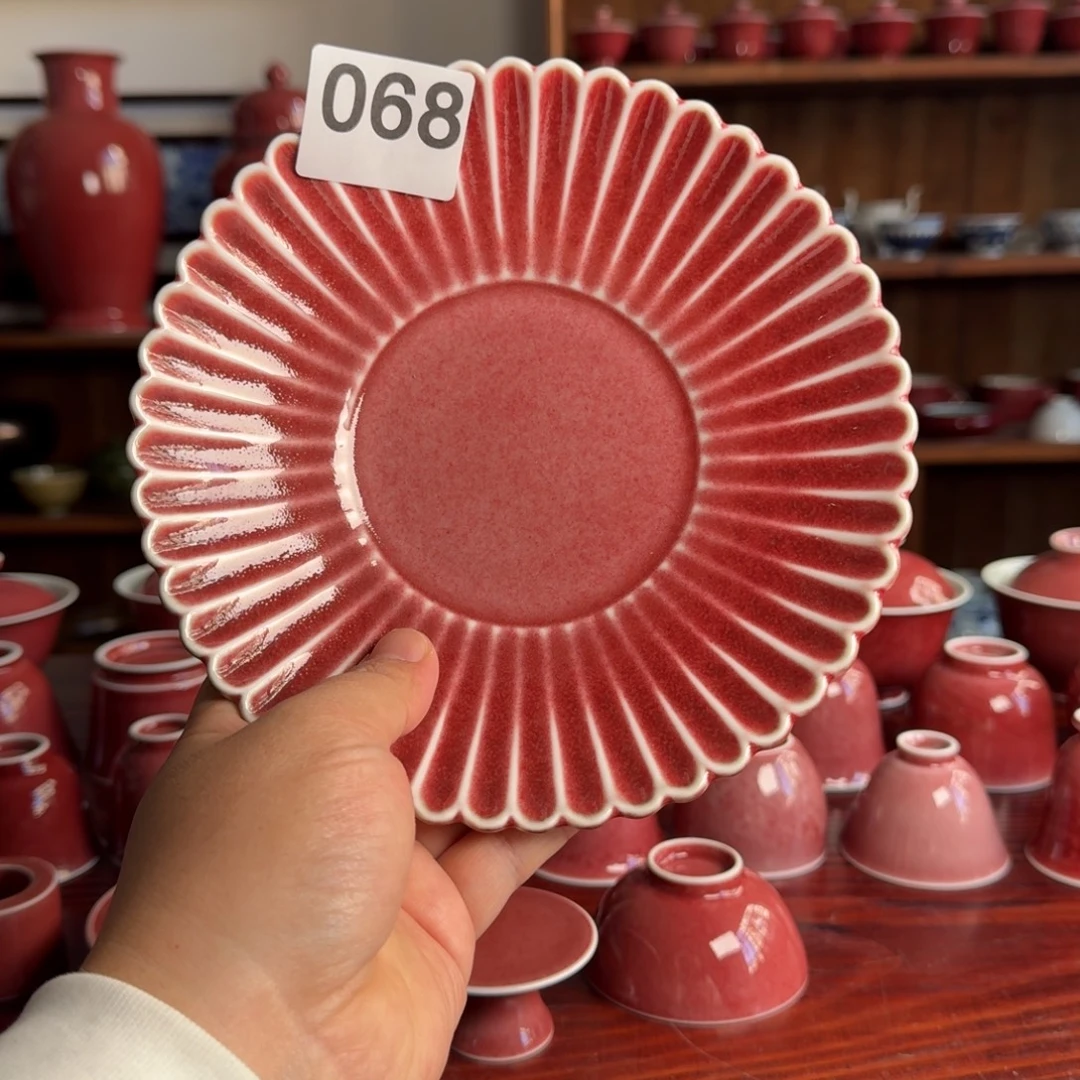 微瑕豇豆红橘瓣壶承直径18