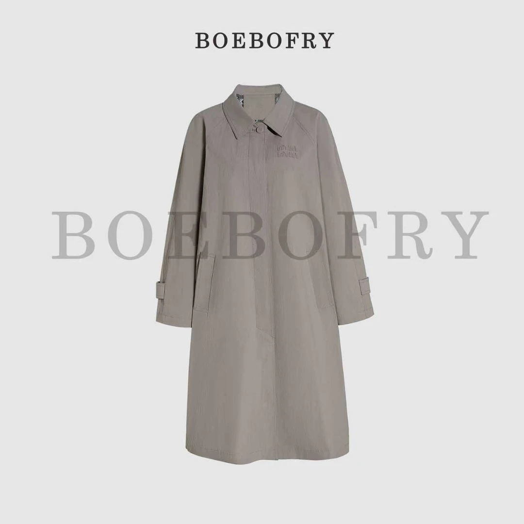 BOEBOFRY<璀璨极光>100%棉混纺气质简约收腰中长风衣外套BE3F0823