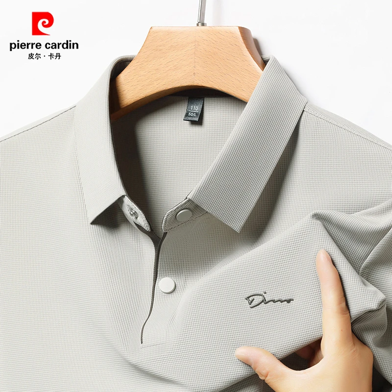 皮尔卡丹夏季新款冰丝男士翻领短袖T恤高档商务休闲纯色polo衫
