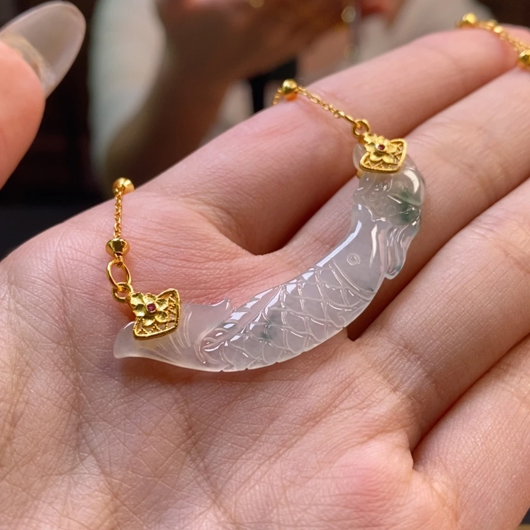 翡翠银S925镶嵌颈饰12950