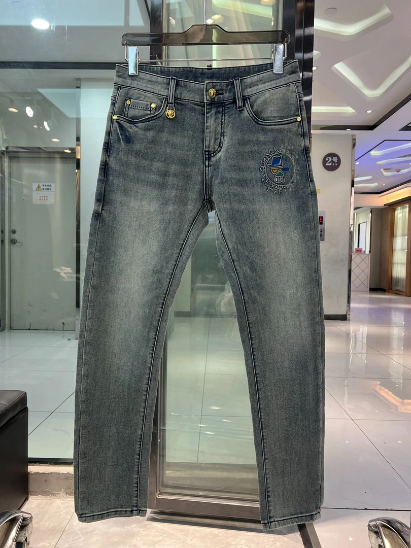 欧品夏季男士牛仔裤休闲修身微弹时尚潮流高端百搭牛仔裤 8056