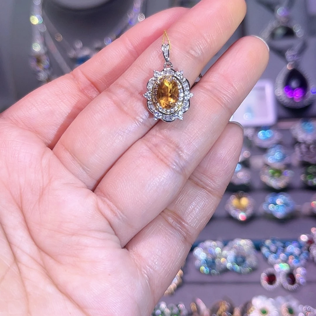 【闪购商品】黄晶吊坠(赠链)银S925镶嵌