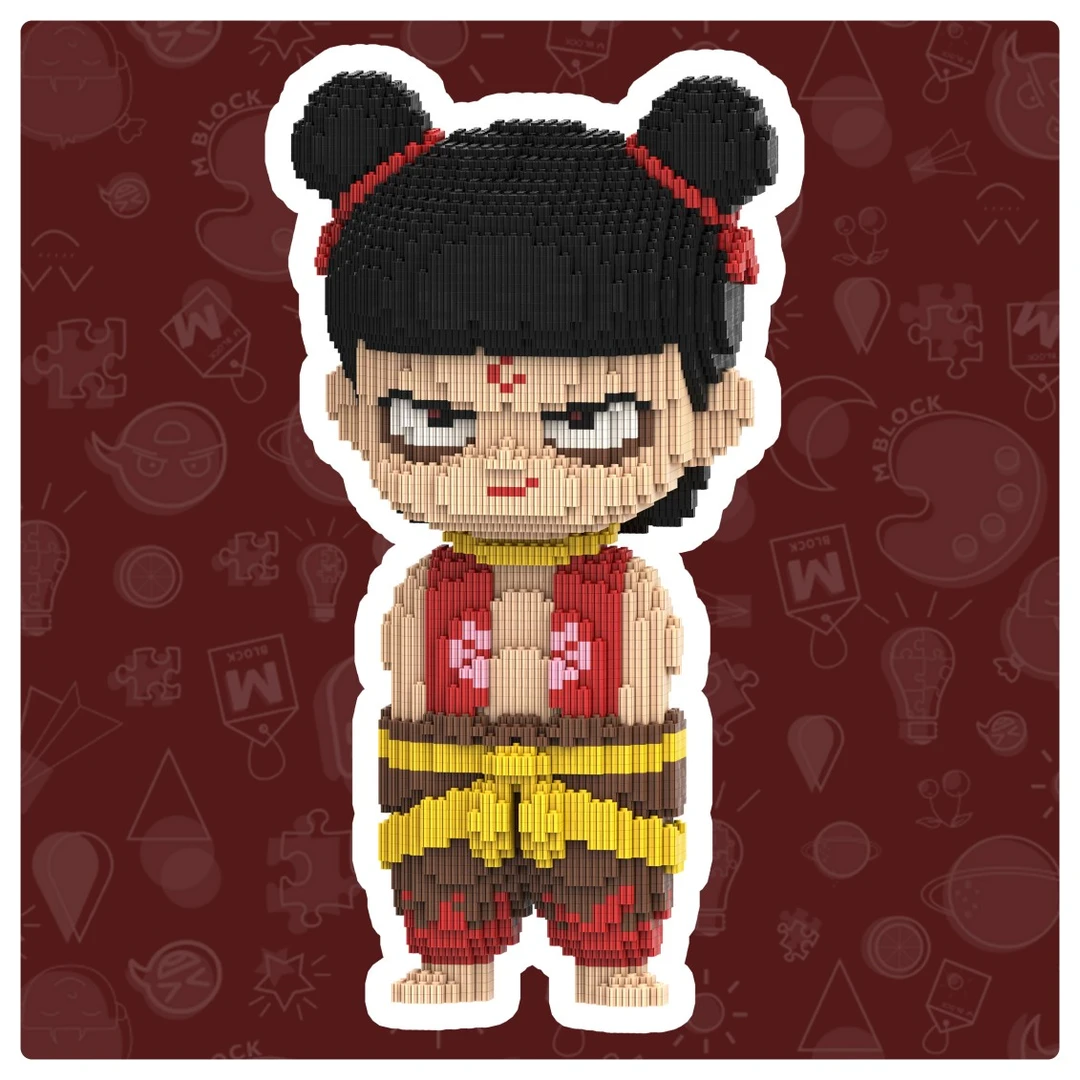 【萌小人系列】桀骜的小哪吒熊益智玩具积木潮玩男女孩生日礼物摆件