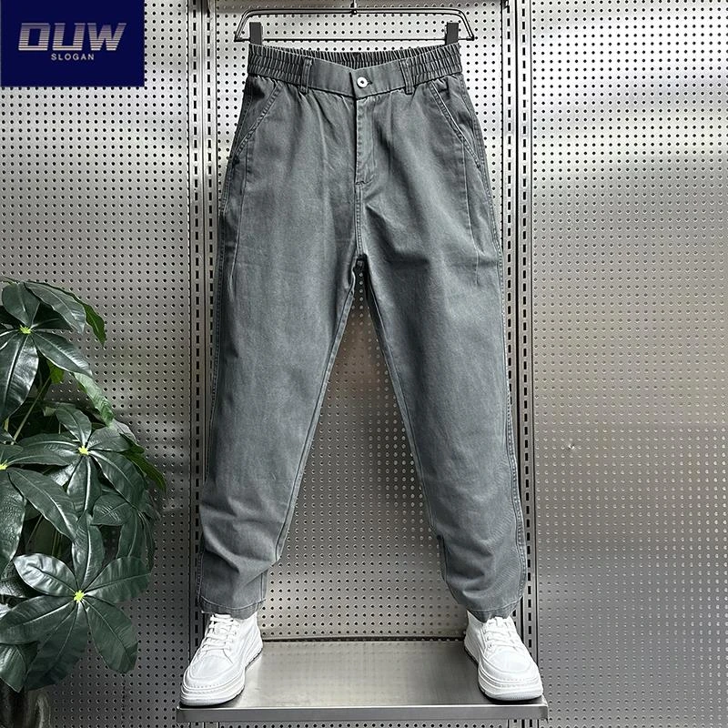 O.U.W2025秋季新款宽松休闲工装裤男士直筒小脚裤哈伦老爹九分裤