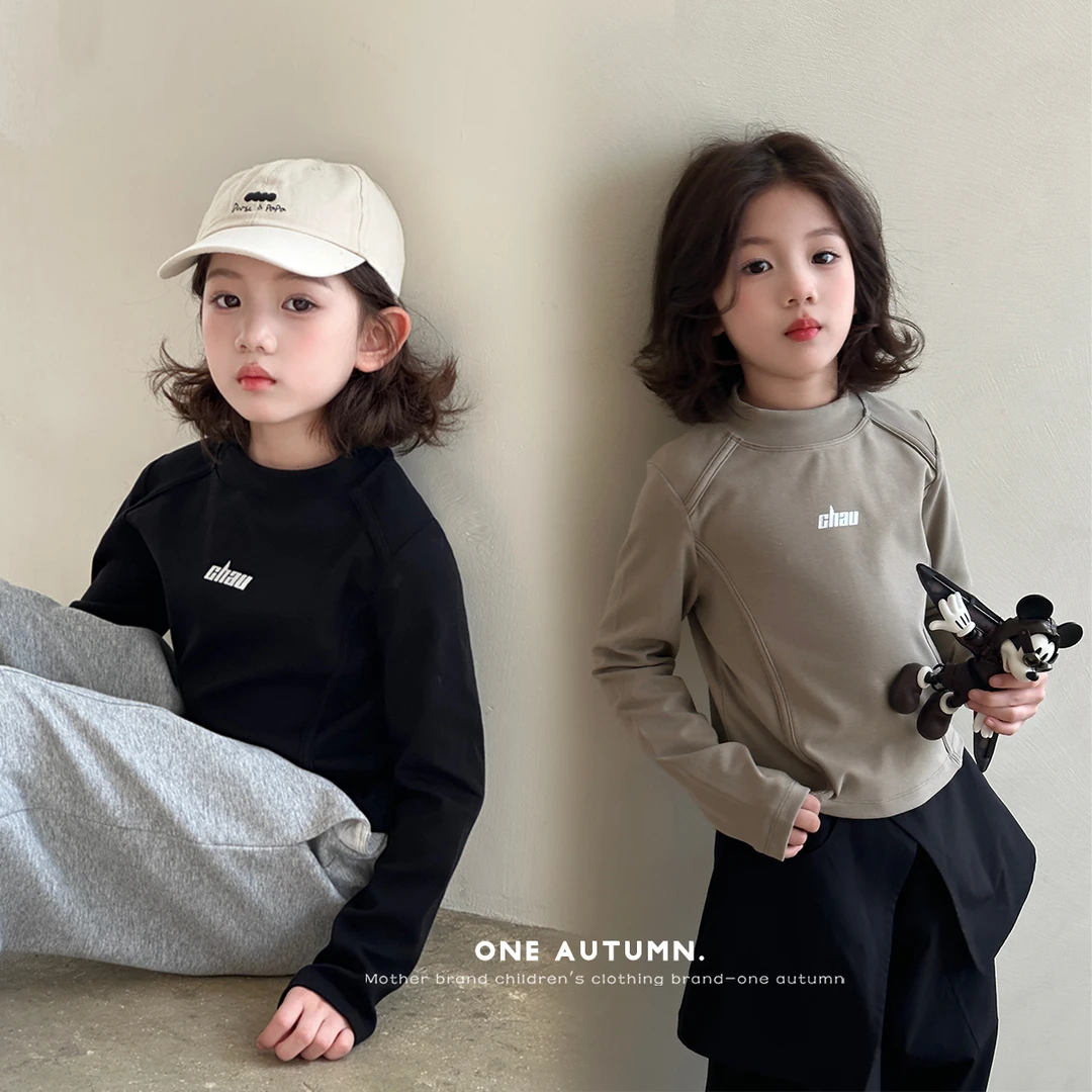 现货「壹秋.ONE AUTUMN」【高段位】短款分割线字母T恤女童春【CP221】