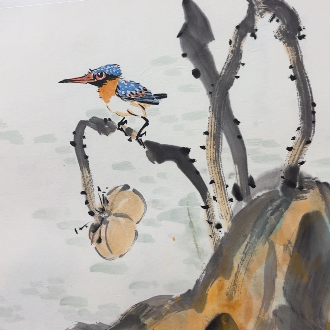 国画盛祥昆手绘荷花图