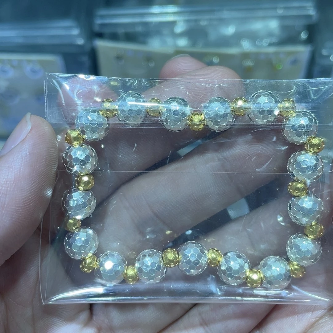 珐琅足银爆闪珠手串约18g