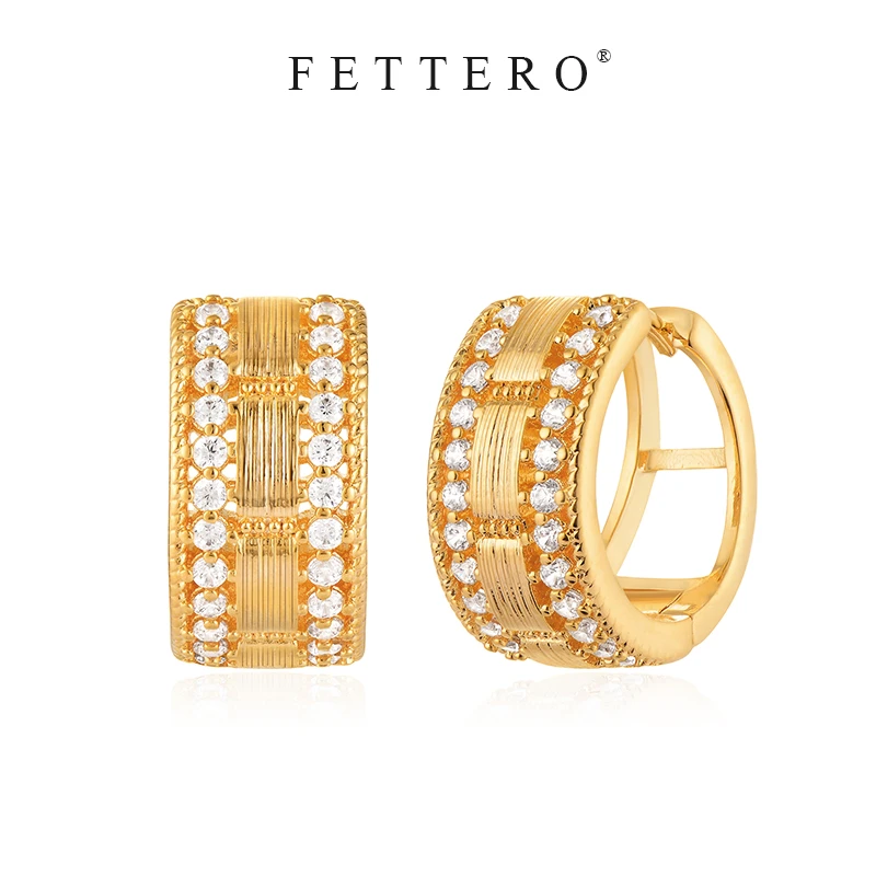 fettero 铜合金耳饰 【金色宽面拉丝方块耳环】气质时尚百搭简约