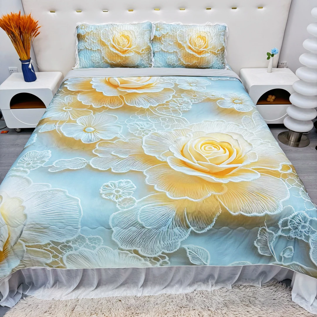 夏季5D立体印花凉席夏凉被四件套 机洗防滑凉感亲肤家用床上用品