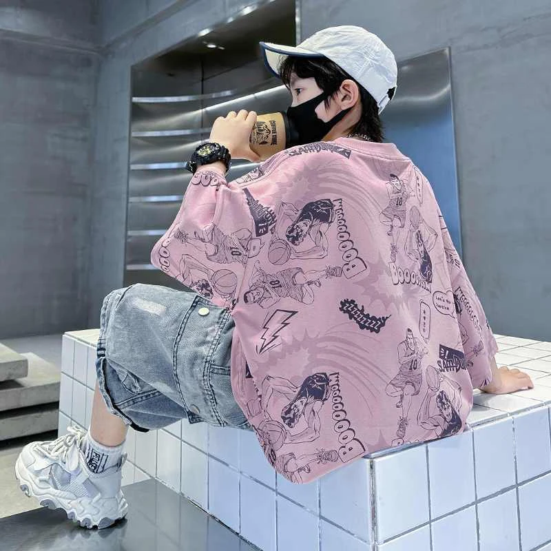 纯棉儿童装男童短袖t恤夏装2025年新款夏款男孩中大童夏季上衣潮t