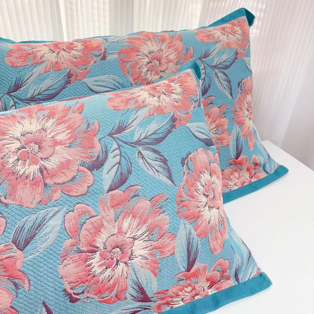 纯绵纱布枕巾--花开富贵（52*78）