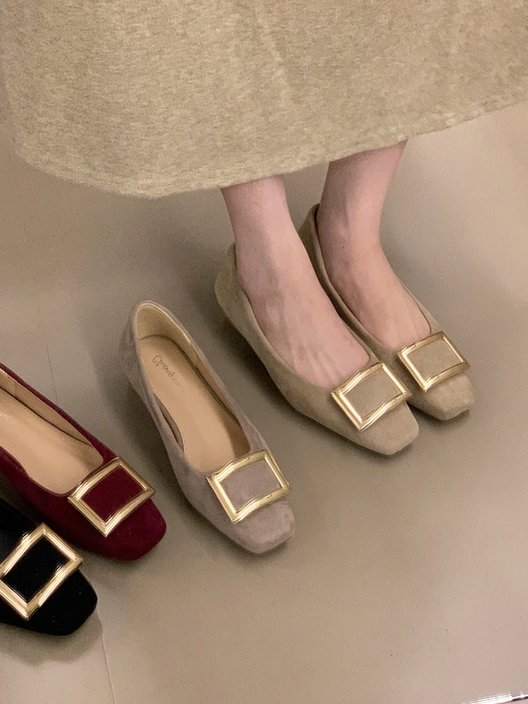 法式通勤绒面一脚蹬小单鞋子女款爆款2025新款百搭气质玛丽珍女鞋