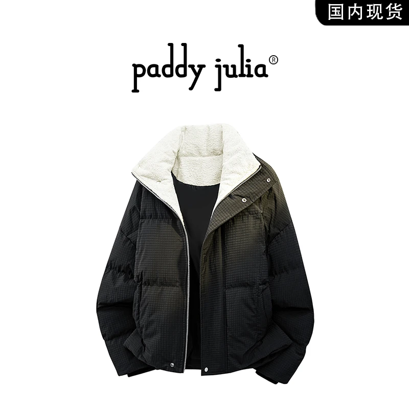 Paddy julia格纹时尚棉衣男士秋冬季百搭高级感外套轻奢潮流痞帅