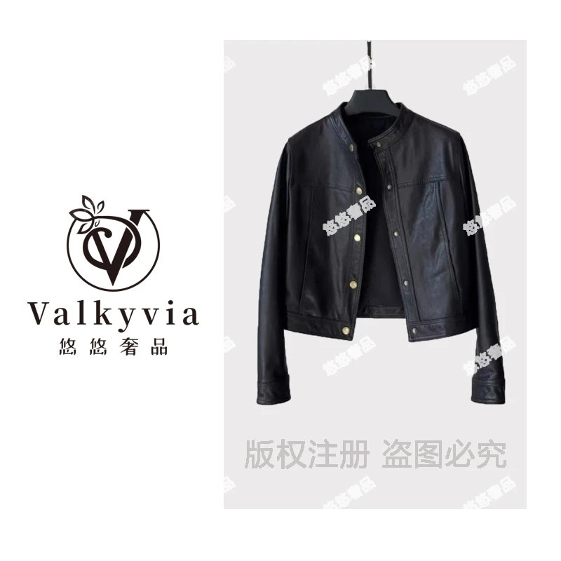 【Valkyvia/悠悠奢品】722海宁真皮皮衣女短款皮夹克皮衣外套女