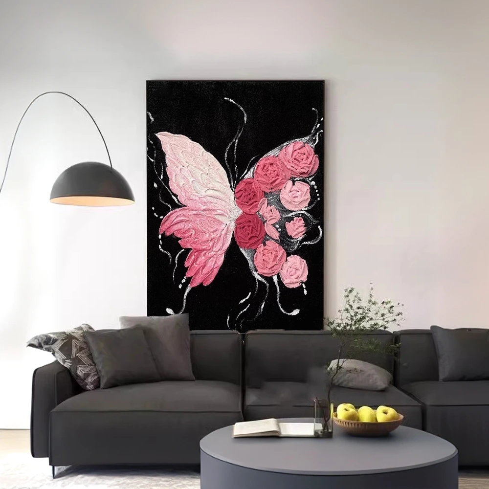 彩色蝴蝶装饰画现代简约风客餐厅沙发背景墙挂画艺术摆件玄关壁画