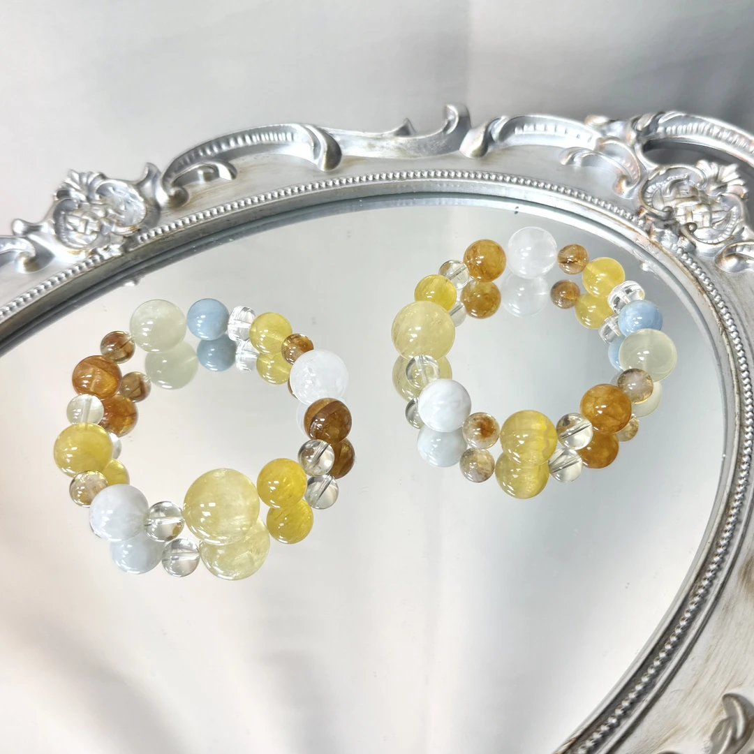 黄莹石·黄水晶·海蓝宝·黄塔晶·雪花幽灵·白水晶·娇花 12~17mm