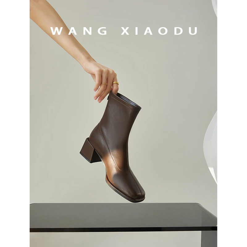 【王小毒】首尔街头●弹力瘦瘦靴女新款高跟短靴女春秋单靴