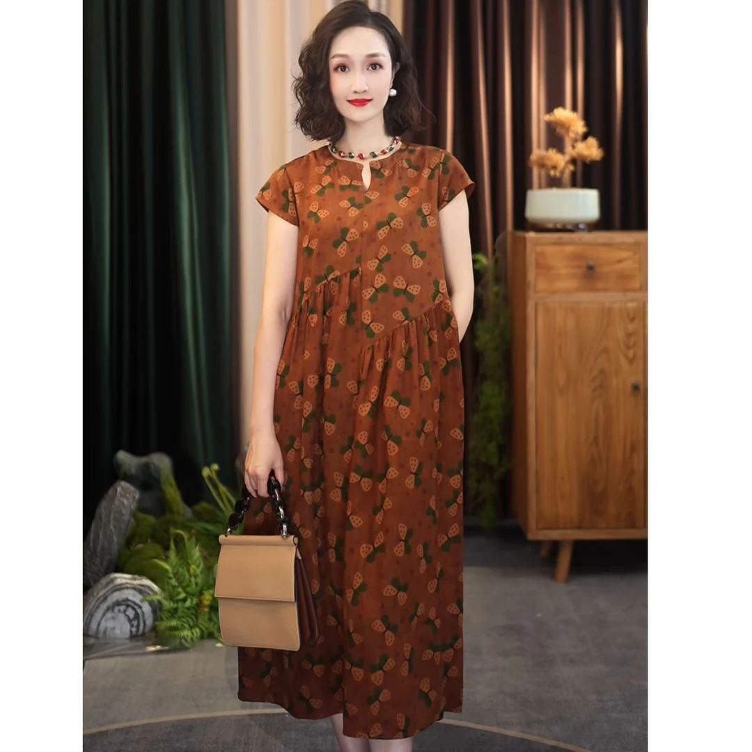 【辰辰高定】小蝴蝶 100%桑蚕丝质款减龄洋气红云纱连衣裙X20B50601