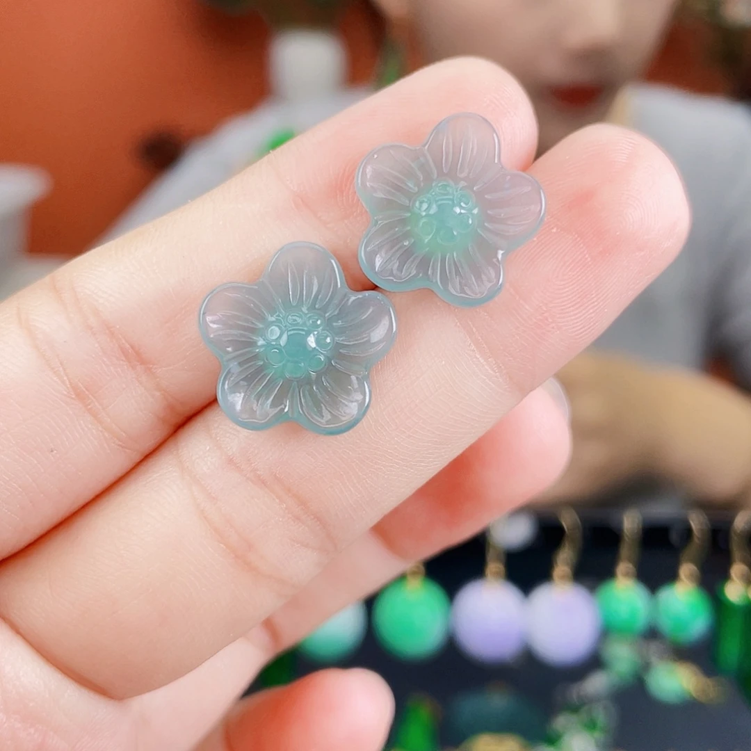 翡翠银S925镶嵌耳饰