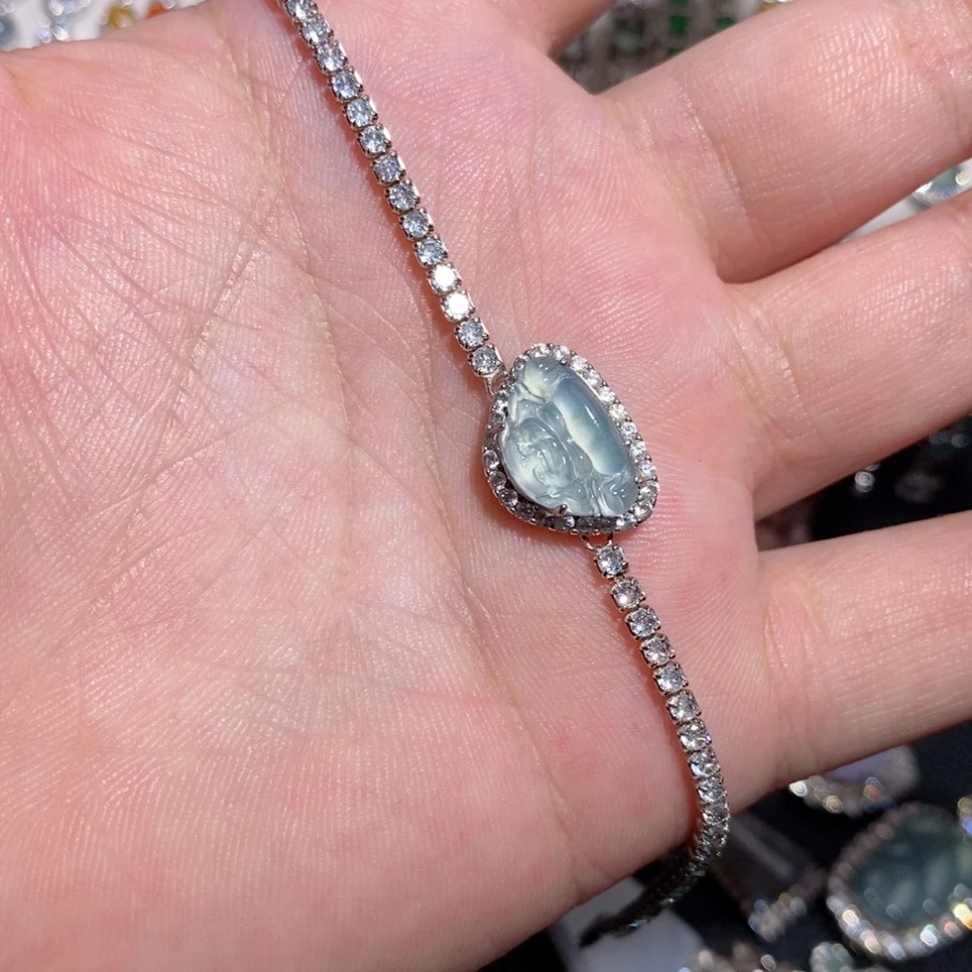 银S925镶嵌手链翡翠k jk ko