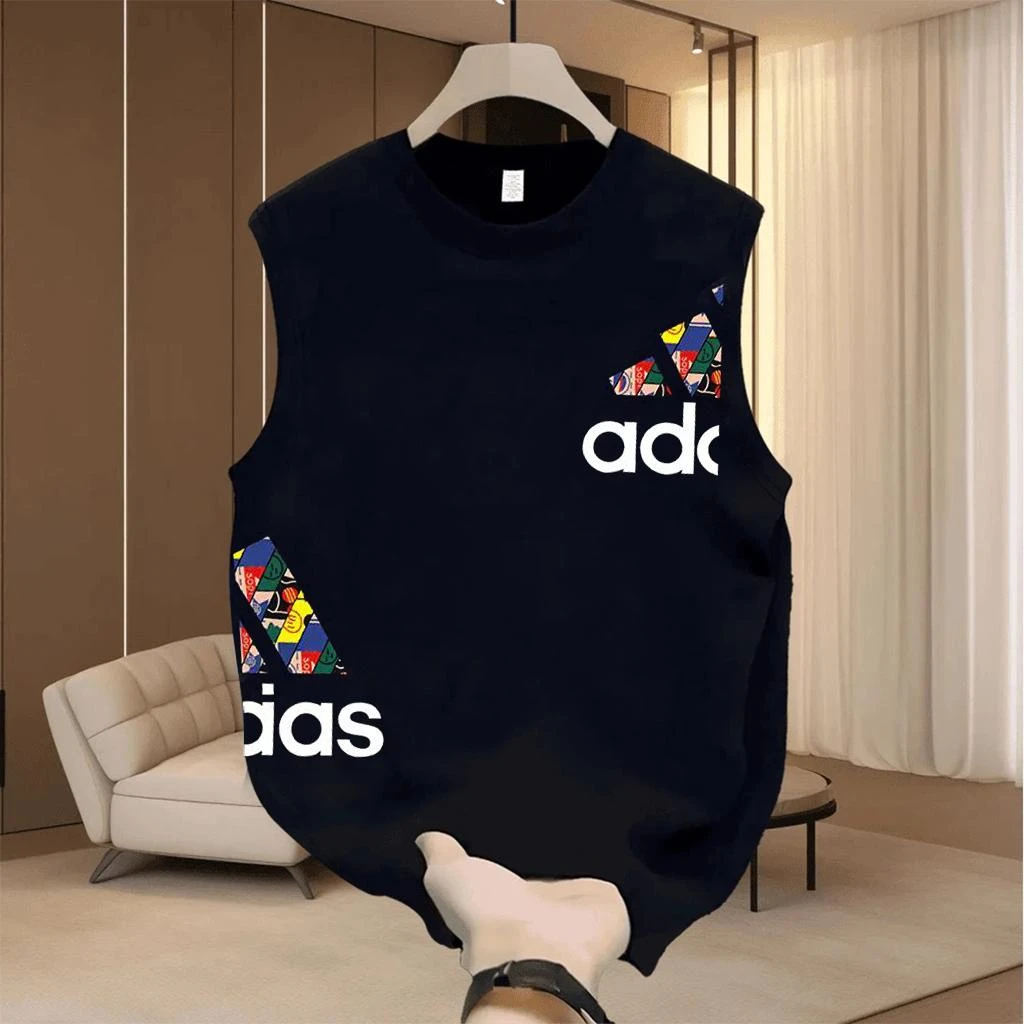 潮流圆领外穿四季运动纯棉背心美式休闲夏季透气宽松坎肩无袖T恤