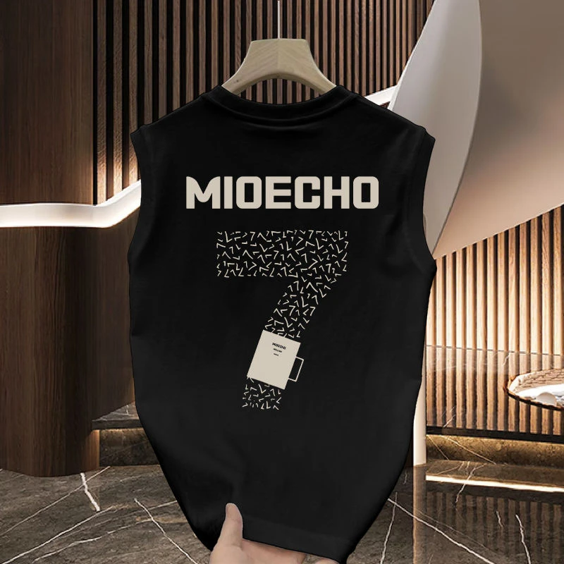 国潮时髦数字7印花小众纯棉无袖坎肩背心夏季情侣同款潮牌风上衣