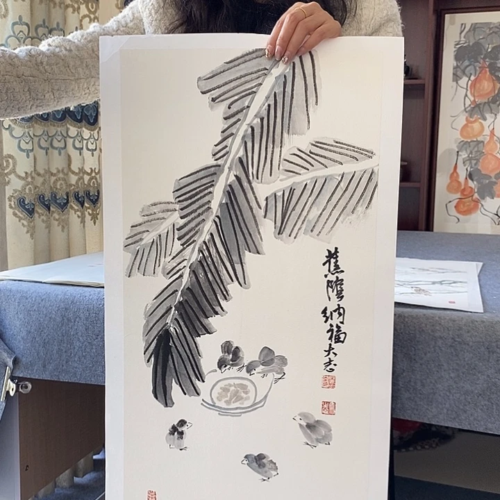 国画纯手绘国画写意作品34*68