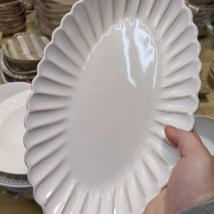 瓷片微瑕贝壳鱼盘两个一组