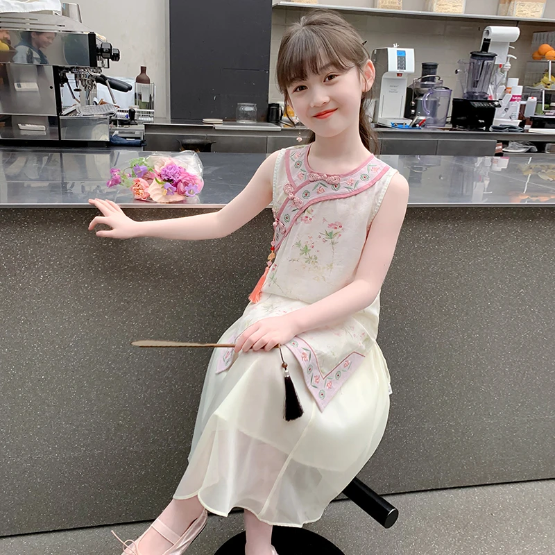 女童夏季套装2025新款儿童汉服夏装国风中式旗袍连衣裙女孩两件套