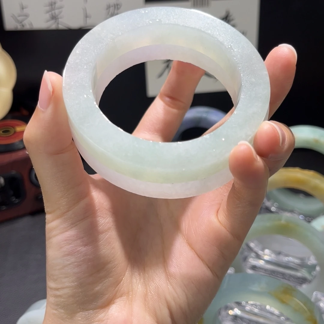 定制翡翠未镶嵌手镯晴水芙蓉底54-59圈口