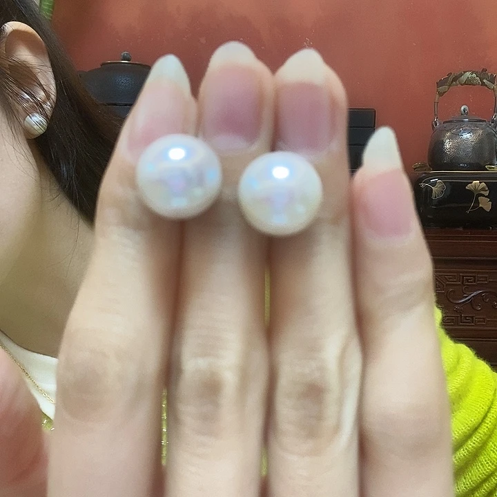 耳饰银S925镶嵌淡水珍珠简单