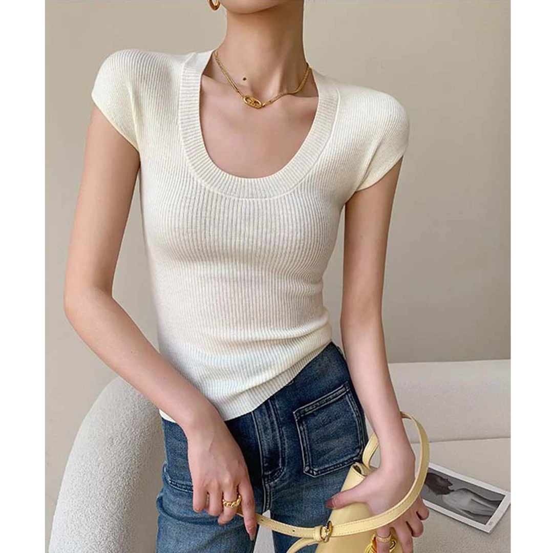 白色针织背心女外穿2025夏秋新款修身百搭方领包肩内搭打底衫上衣