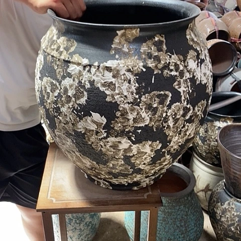 紫砂花盆口33高度43黑姹