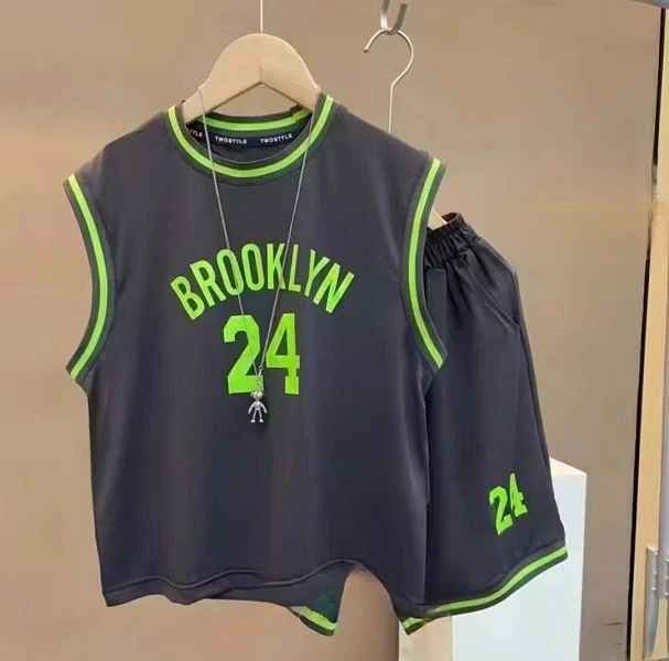 502334童装男童速干球服套装2025夏季休闲运动洋气两件套套装衣服