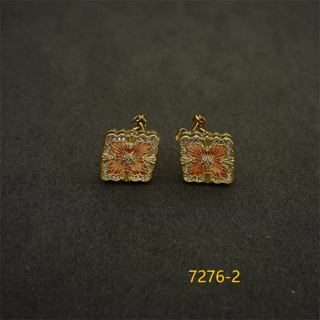 铜合金耳饰 简约镶嵌个性气质耳环小众设计高级感耳钉耳饰～7276-2