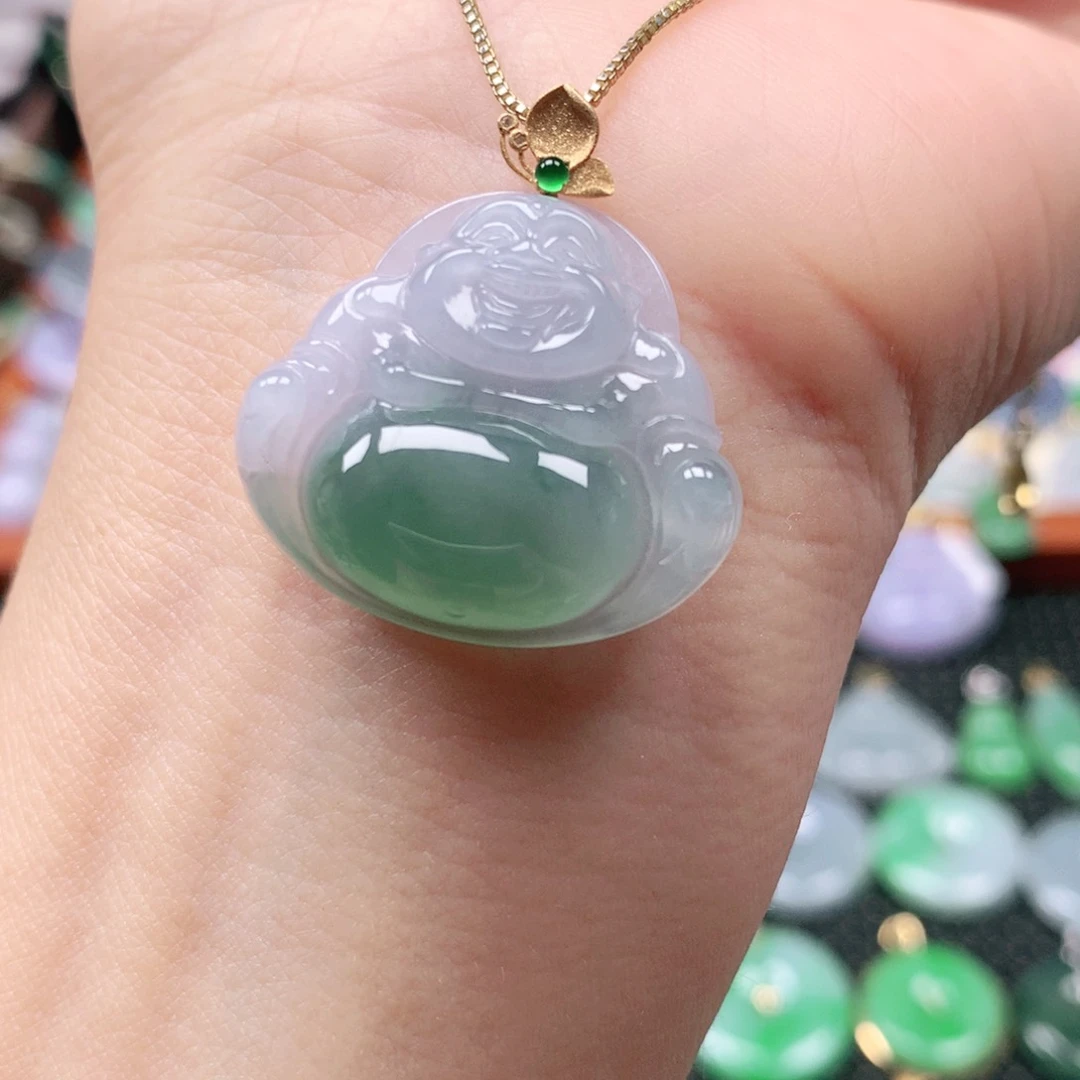 吊坠(不含链)18K金镶嵌翡翠