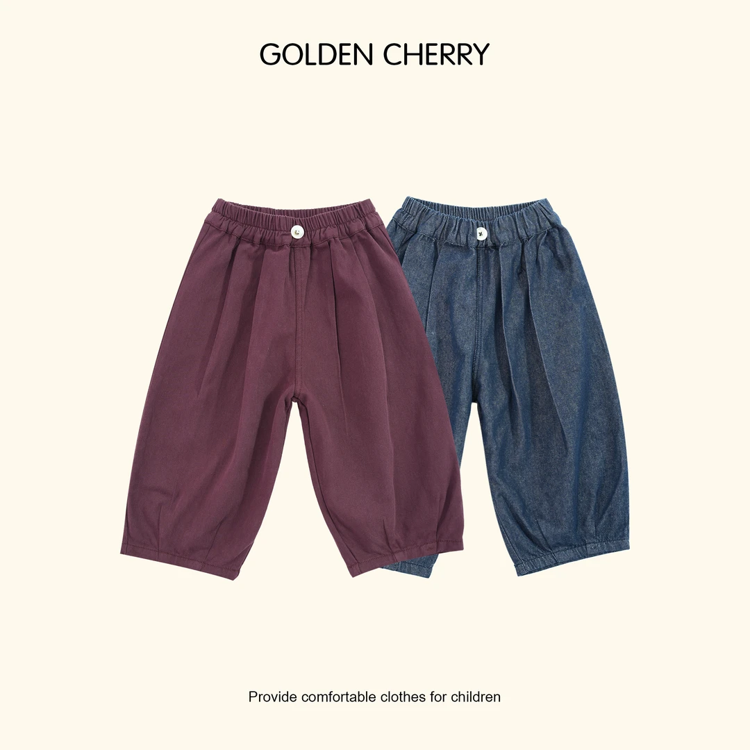【金樱桃 Golden cherry】儿童一粒扣丹宁空气九分牛仔裤285110
