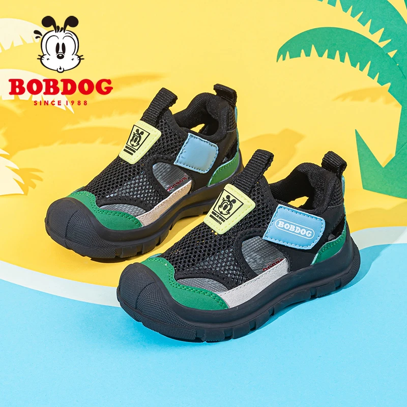 巴布豆童鞋男童网鞋夏款镂空透气儿童凉鞋2025新款单网女童运动鞋