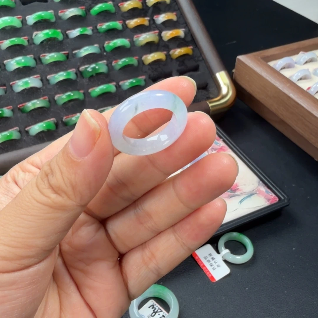 翡翠未镶嵌戒指福利紫罗兰飘花-11圈