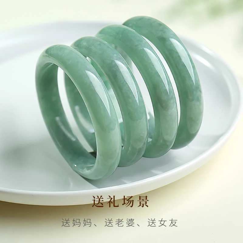源头厂家 天然A翠绿色女款手镯时尚百搭妈妈测量平安镯贵妃镯