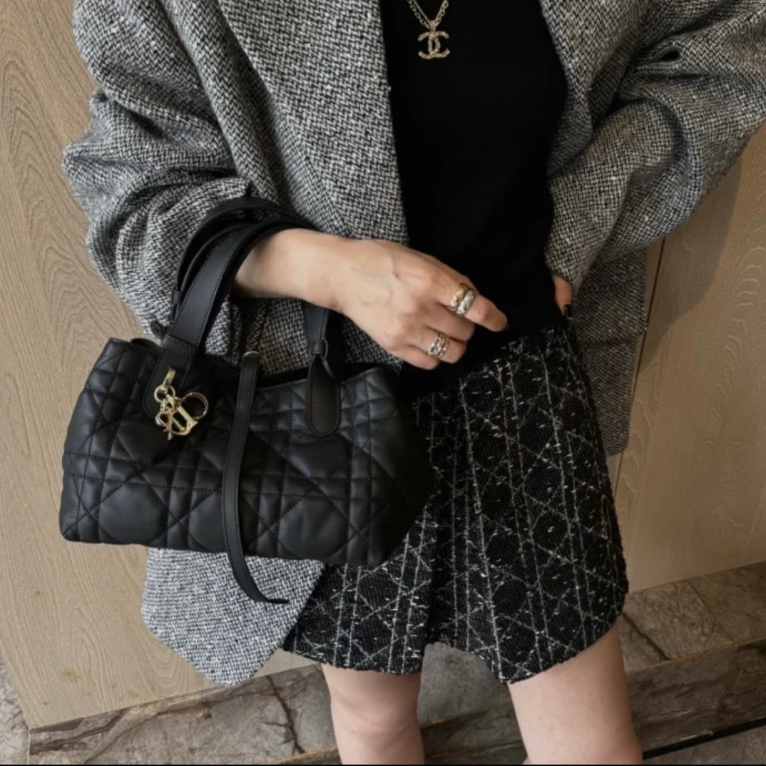 99新 DIOR/迪奥 8168 黑金Toujours土著单肩包小号