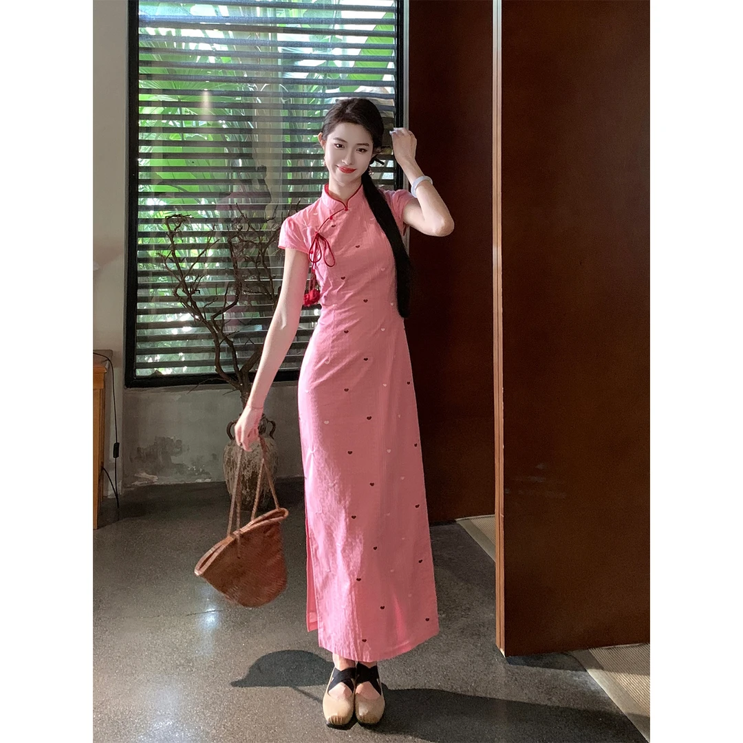 凌茜恣禾【樱絮】国风新中式温婉优雅气质氛围高级感收腰显瘦旗袍裙