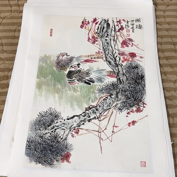 国画花鸟等多种鸟类三开