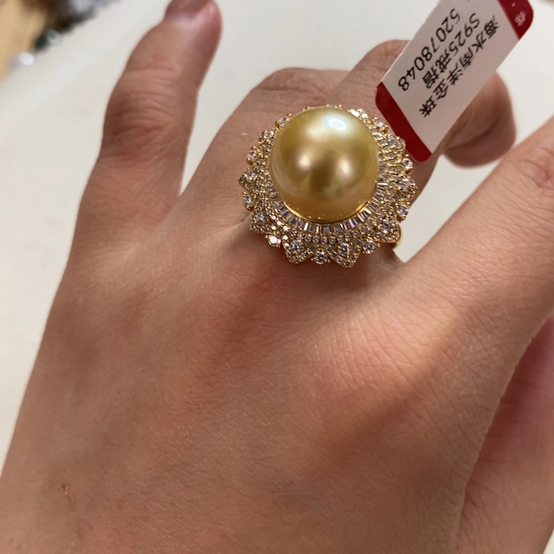 戒圈银S925镶嵌海水珍珠