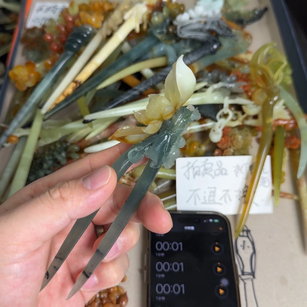 岫玉发簪未镶嵌小***乎