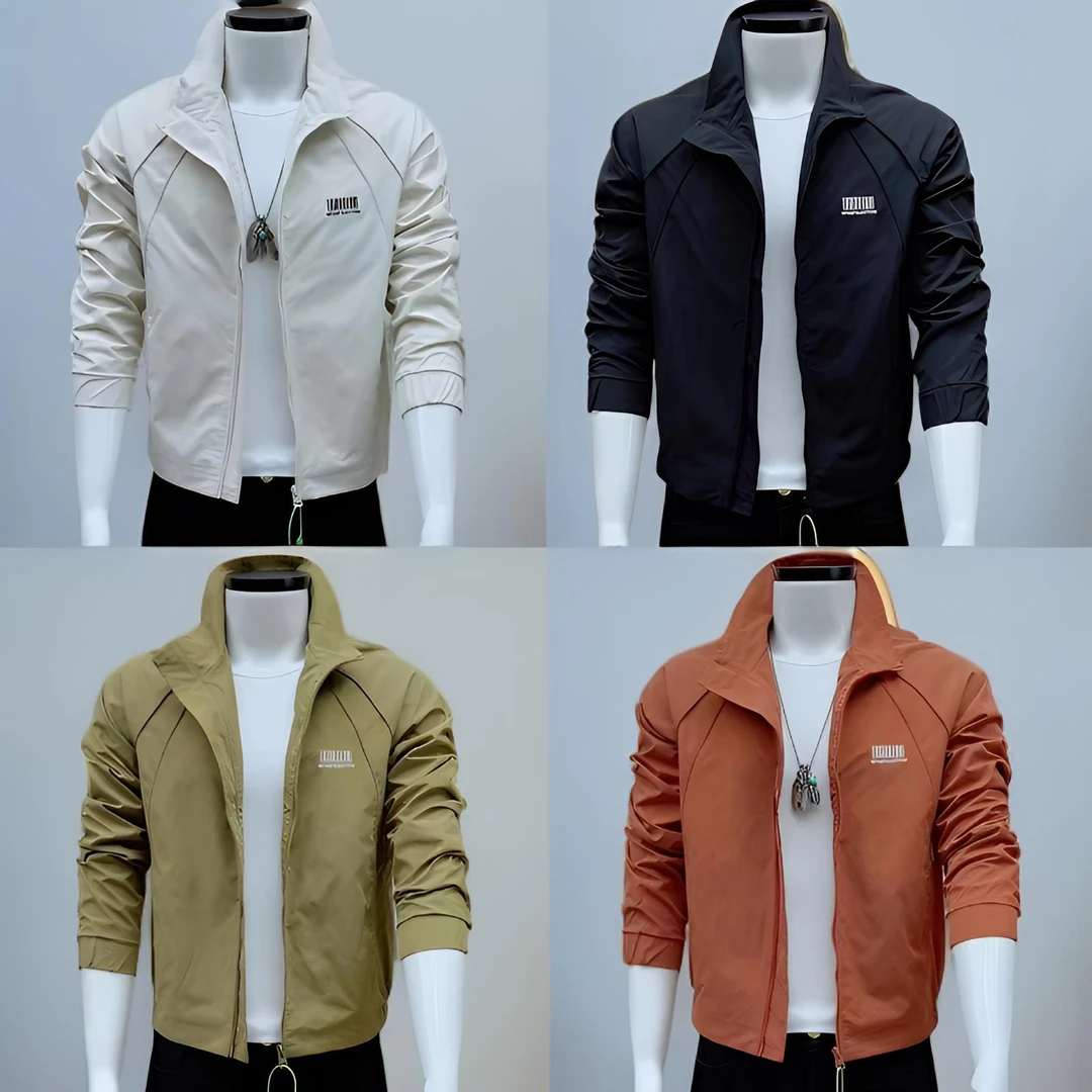 时尚潮流百搭修身设计感立领夹克外套韩版帅气911